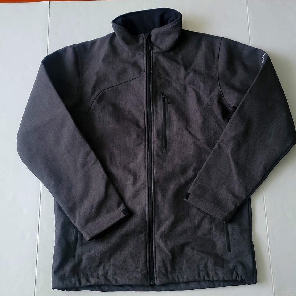 Columbia Men's Medium Softshell Full Zip Jacket Fleece Lined Dark Heathe…